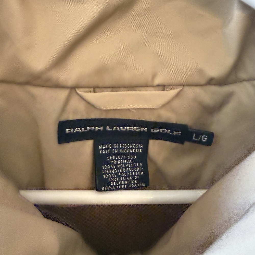 Ralph Lauren Polo Golf Vest jacket Sz Large Tan Khaki Windbreaker Performance - Picture 3 of 9